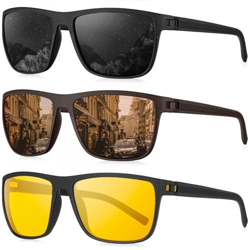 KALIYADI Polarized Sunglasses for Men, Lightweight Sun Glasses with UV Protection for Driving Fishing Golf