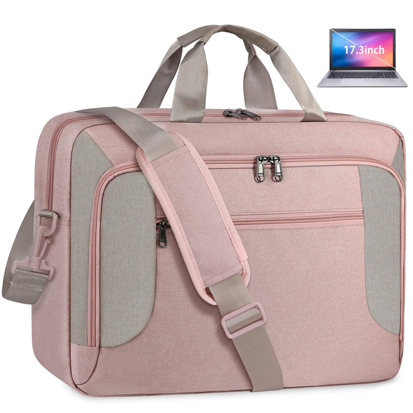 Laptop Bag 17.3 Inch Laptop Briefcase Large Waterproof Laptop Case for Men Women Business Office Work Computer Bag 17 Inch Adjustable Shoulder Messenger Bag, Black