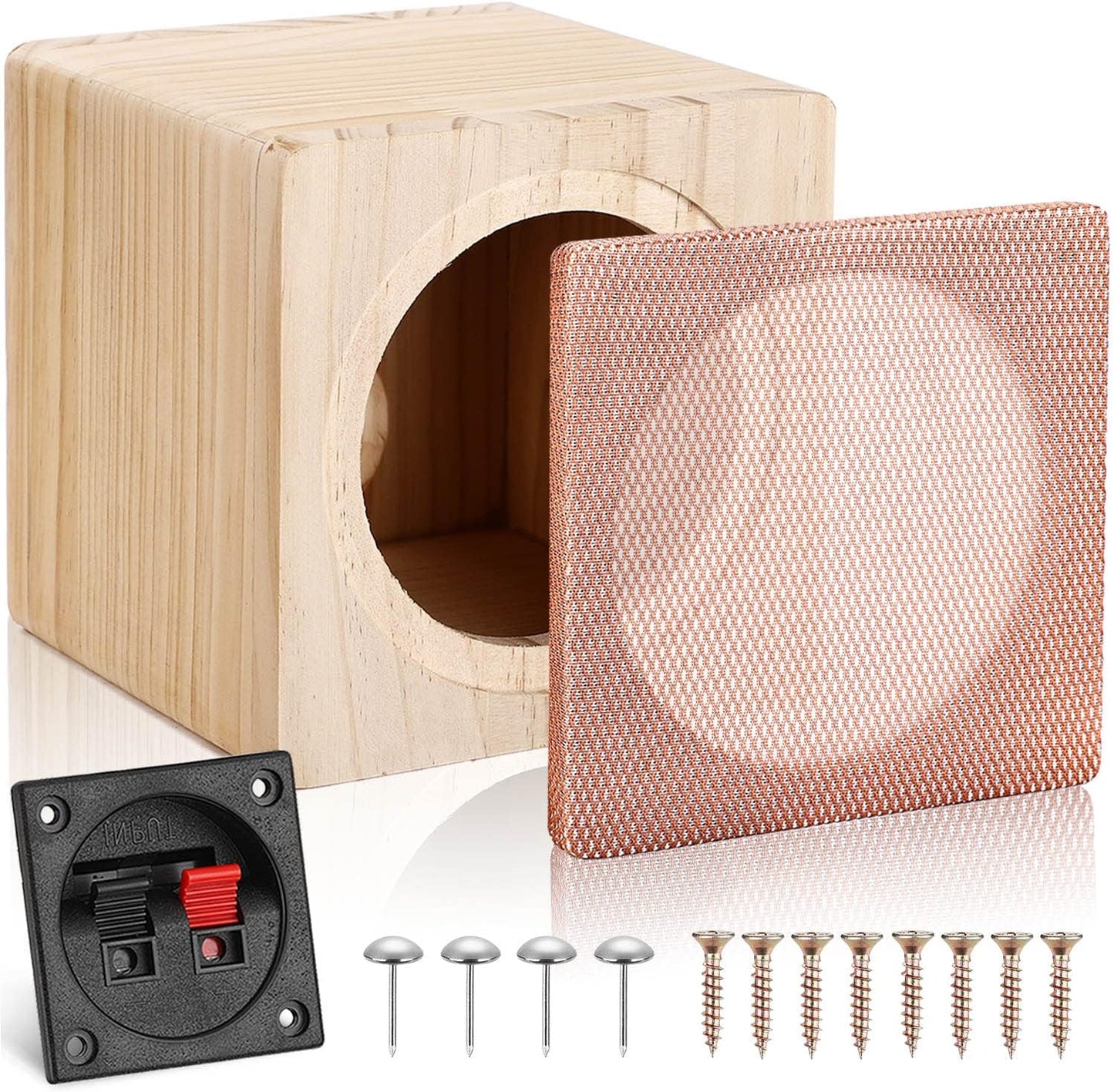 Facmogu 5in Wooden Speaker Enclosure, Speaker Empty Enclosure for Premium Speakers to Enhance Sound and Bass, Empty Speaker Box with Sound-Absorbing Cotton & Speaker Terminal Cup