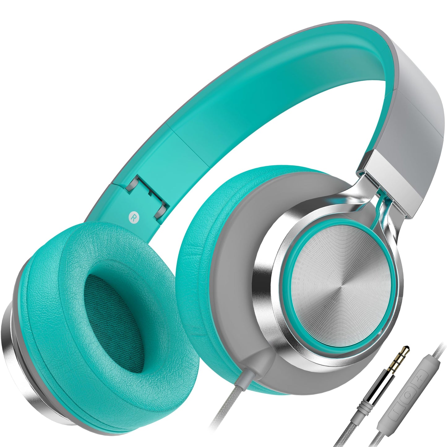 AILIHEN C8 Headphones Wired, On-Ear Headphones with Microphone and Volume Control Foldable Corded Stereo 3.5mm Headset for Smartphones Chromebook Laptop Computer PC Tablets Travel(Black/Blue)