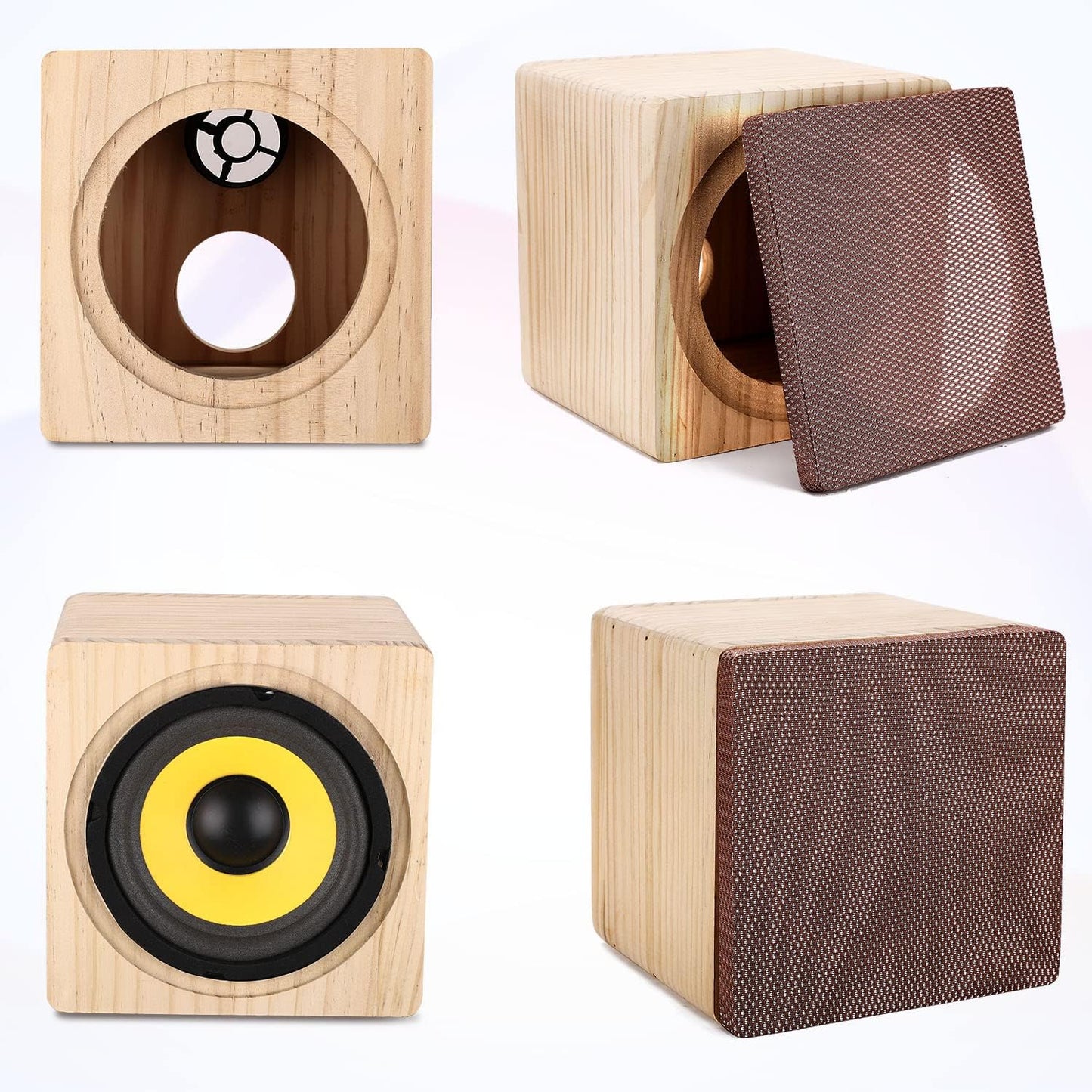Facmogu 5in Wooden Speaker Enclosure, Speaker Empty Enclosure for Premium Speakers to Enhance Sound and Bass, Empty Speaker Box with Sound-Absorbing Cotton & Speaker Terminal Cup