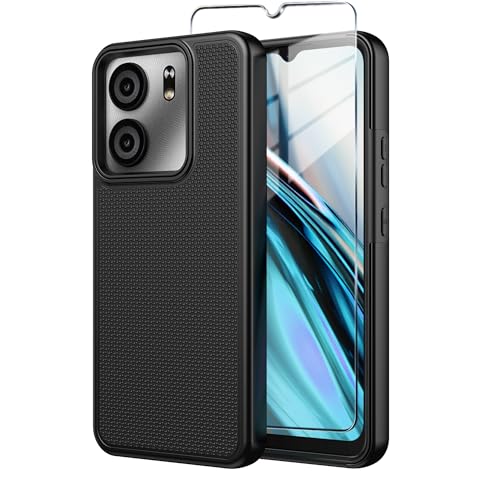 for BLU View 5 Phone Case Blu F5 5G Case with Tempered Glass Screen Protector,Dual Layer Heavy Duty Shockproof Protection Phone Case Cover for BLU View 5 (Green)
