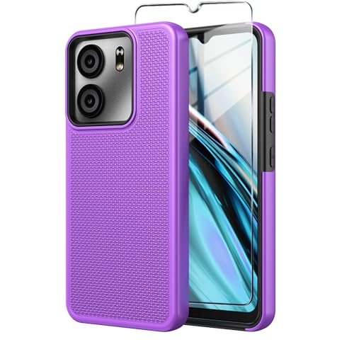 for BLU View 5 Phone Case Blu F5 5G Case with Tempered Glass Screen Protector,Dual Layer Heavy Duty Shockproof Protection Phone Case Cover for BLU View 5 (Green)