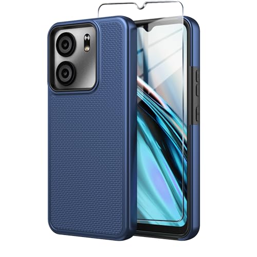for BLU View 5 Phone Case Blu F5 5G Case with Tempered Glass Screen Protector,Dual Layer Heavy Duty Shockproof Protection Phone Case Cover for BLU View 5 (Green)