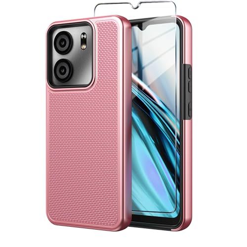 for BLU View 5 Phone Case Blu F5 5G Case with Tempered Glass Screen Protector,Dual Layer Heavy Duty Shockproof Protection Phone Case Cover for BLU View 5 (Green)