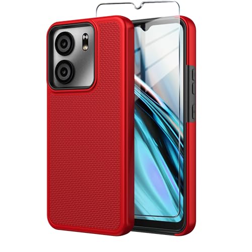 for BLU View 5 Phone Case Blu F5 5G Case with Tempered Glass Screen Protector,Dual Layer Heavy Duty Shockproof Protection Phone Case Cover for BLU View 5 (Green)