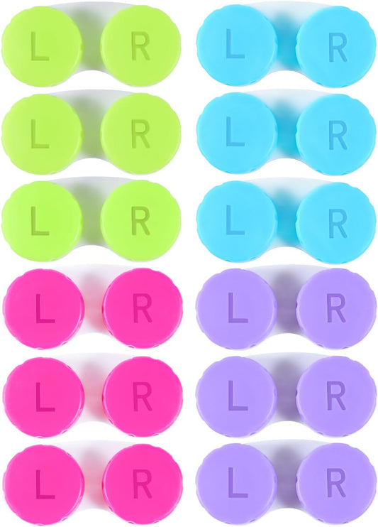 12 Pack Colorful Contact Lens Case Box Holder Container Soak Storage Kit
