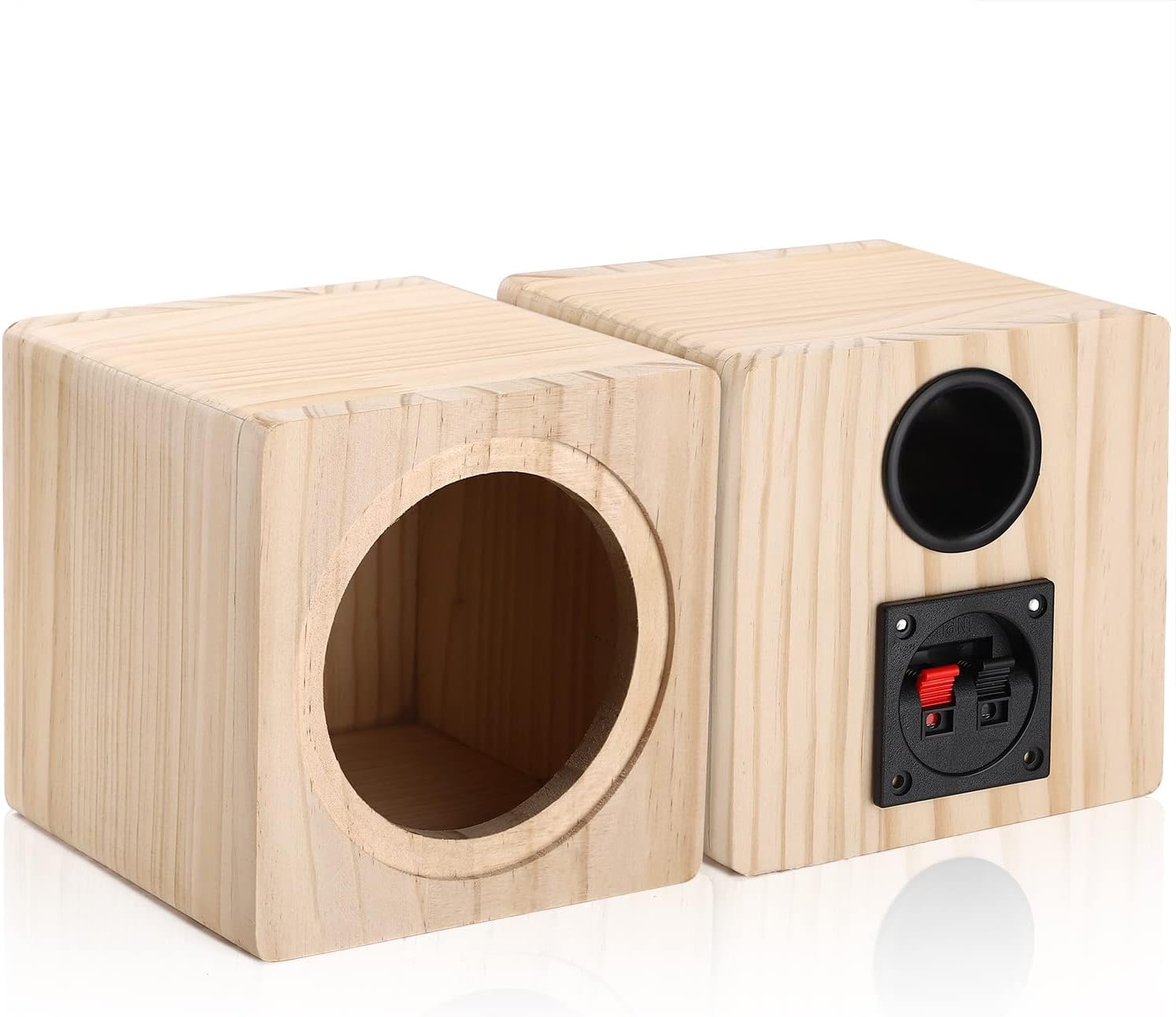 Facmogu 5in Wooden Speaker Enclosure, Speaker Empty Enclosure for Premium Speakers to Enhance Sound and Bass, Empty Speaker Box with Sound-Absorbing Cotton & Speaker Terminal Cup