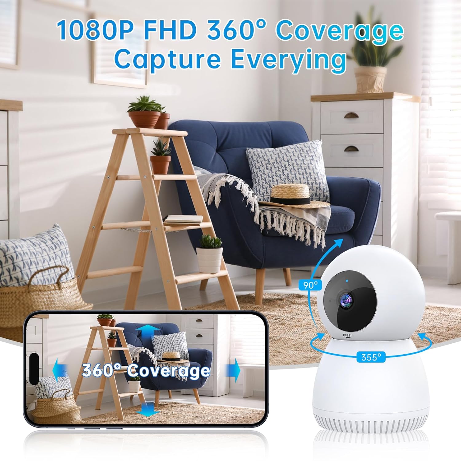 NoahTec Indoor Camera,1080P Pet Camera Baby Monitor, Cameras for Home Security Indoor, Baby/Pet Camera with Phone App with AI Motion Detection, 2-Way Talk, Night Vision, Siren, Compatible with Alexa
