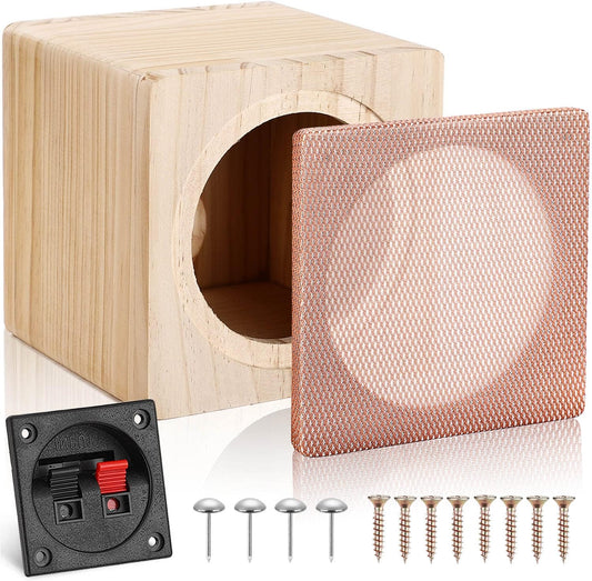 Facmogu 5in Wooden Speaker Enclosure, Speaker Empty Enclosure for Premium Speakers to Enhance Sound and Bass, Empty Speaker Box with Sound-Absorbing Cotton & Speaker Terminal Cup