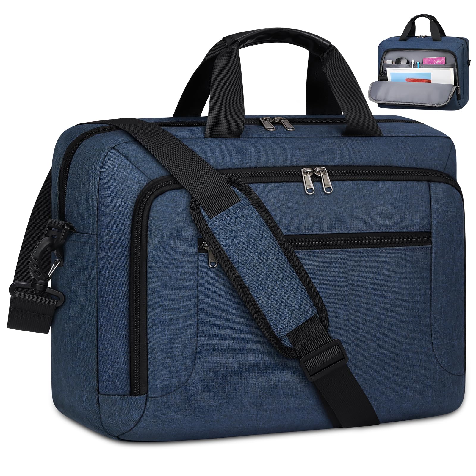 Laptop Bag 17.3 Inch Laptop Briefcase Large Waterproof Laptop Case for Men Women Business Office Work Computer Bag 17 Inch Adjustable Shoulder Messenger Bag, Black